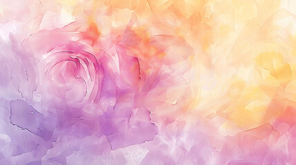 Wall Mural - Soft hues of light purple pink rose peach yellow and vanilla blend in an abstract watercolor painting offering a versatile art background for design purposes The color gradient creates age