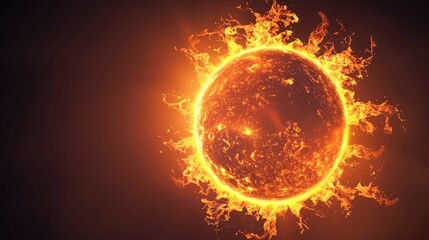 Wall Mural - a close up of a sun with fire coming out of it
