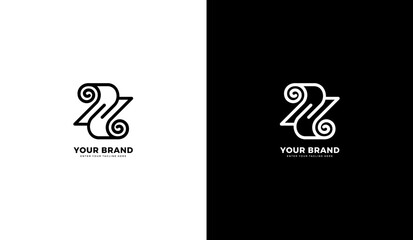 Letter z paper roll logo. Paper icon, line, minimalism. Graphic vector illustration design