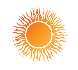 Wall Mural - Sun icon isolated on white background. Sunshine, Sunset. Solar icon. Decorative circle full. Vector illustration