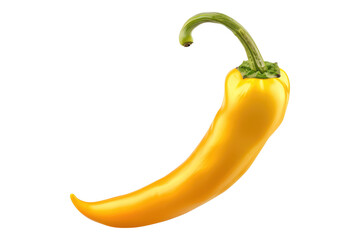 Hot yellow chili pepper isolated on transparent background