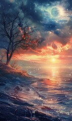 Wall Mural - sunset over the sea