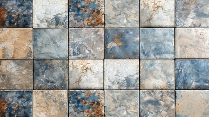 Canvas Print - Tiles with textured square patterns on the background