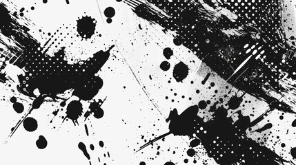 Poster - An abstract black halftone with a subtle vintage shine ink texture and a monochrome splash grunge pattern.