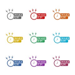 Sticker - Wake up icon isolated on white background. Set icons colorful