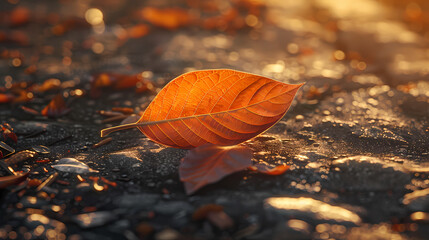 Canvas Print - Close up of autumn leaves on the ground
