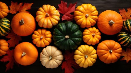 Poster - pumpkin and flowers