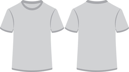 Front and back t-shirt for print demonstration. Minimalist t-shirt print in grayish white