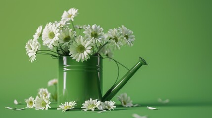 Canvas Print - The watering can with daisies