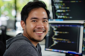 Smiley Vietnamese software engineer portrait