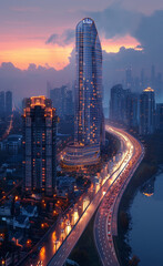 Wall Mural - city skyline at night