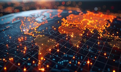 Wall Mural - Analyzing financial investment plan in relation to global network data, economic growth, and banking analytics.