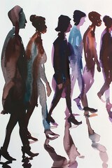 Poster - Illustration of group of people walking 