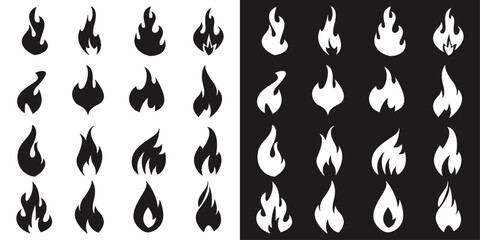 Poster - Flame icons, large set. For dark or light background.