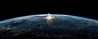 © watanu - Earth from space with sunrise over horizon, isolated on black background, copy space