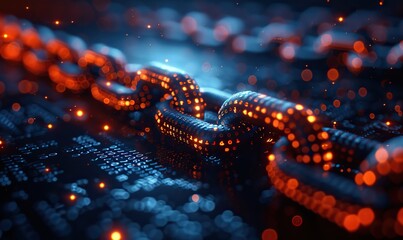 Wall Mural - blockchain technology banner with validation blocks securing network of proof of work and staking cr