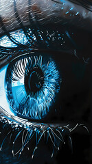 Close up of eye with blue iris