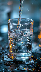 Sticker - glass of water with splash, closeup