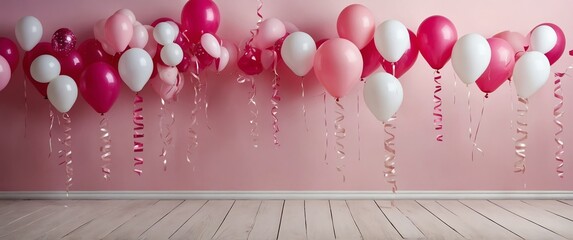 Wall Mural - birthday party pink theme abstract concept background wallpaper for banner copy space