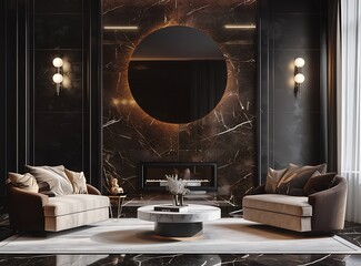 Wall Mural - Luxury modern living room interior design with sofa,