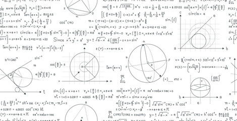 Wall Mural - seamless mathematical formula for calculating the area of ​​a circle.