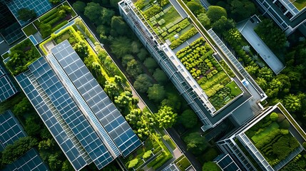 Poster - Aerial View of Modern City Buildings with Green Roofs