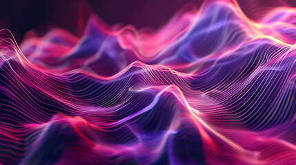Abstract background with color dynamic waves, lines and particles ,abstract landscape background with glowing particles