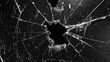 © Vibu design  gallery - Abstract black background with broken glass texture and bullet hole.