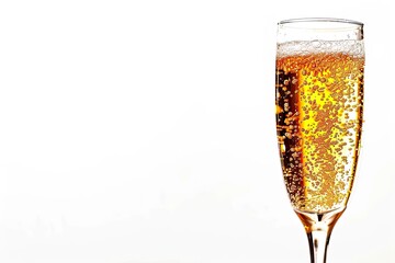 Champagne in a glass. Isolated on white background