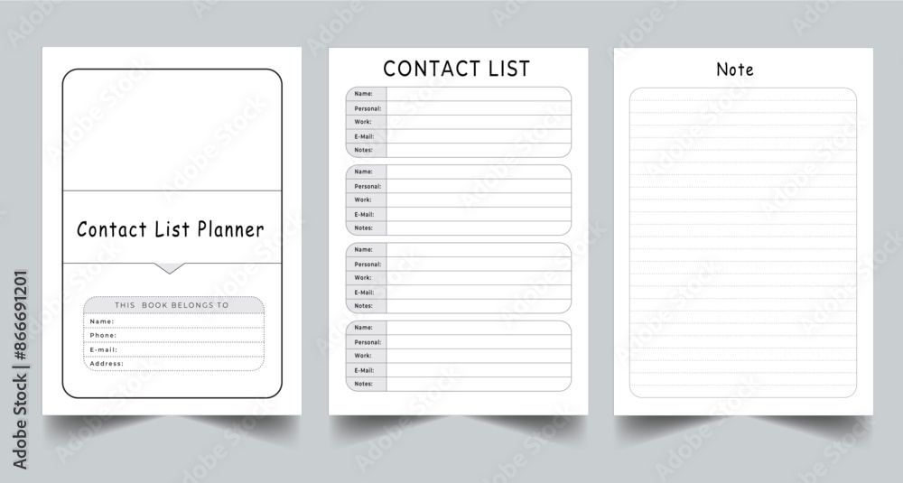 Editable Contact List Planner Kdp Interior printable template Design ...