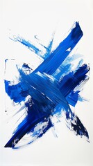 Wall Mural - Abstract blue paint forming a dynamic composition on white background, ideal for illustrating concepts of creativity, art, and modern design