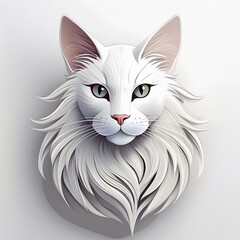 cat face with white fur and green eyes