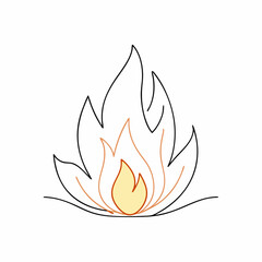 Wall Mural - Continuous single line bonfire drawing and outline fire concept art illustration  (24)