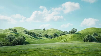 Poster - Lush green grass with trees visible in the background