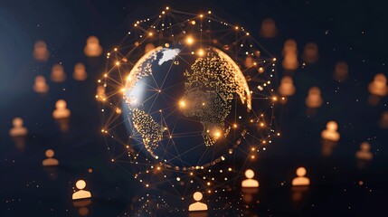 Wall Mural - Sparkling Global Connections: A Digital Network of Possibilities