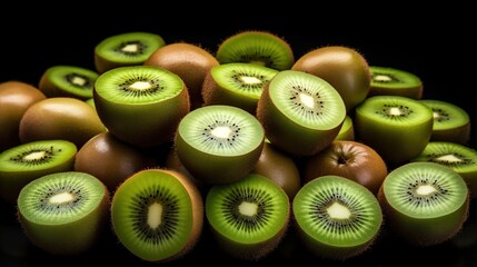 kiwi fruit on a black background