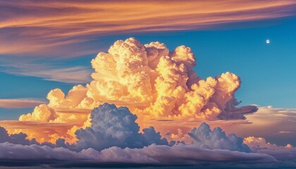 Wall Mural - heavenly cloudscape: vibrant sunrise and sunset in summer nature landscape