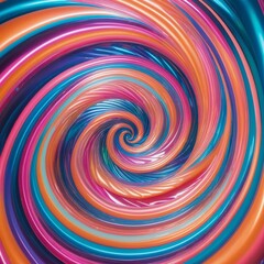 Wall Mural - colorful neon helix wire design on transparent background