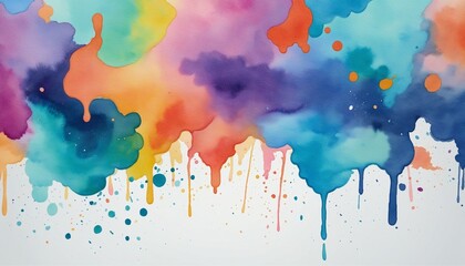 Wall Mural - colorful watercolor splatter painting on white paper with modern abstract design and grunge texture