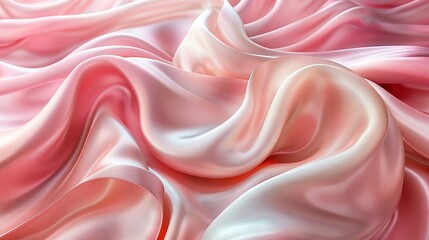 Wall Mural -   A pink and white fabric with many folds in the center