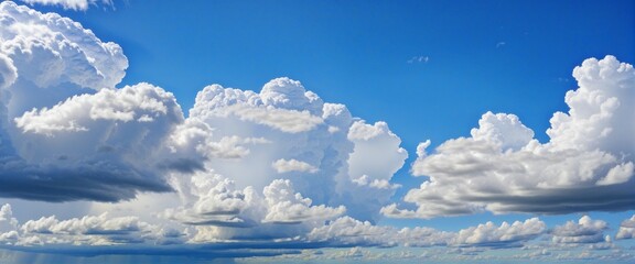 Canvas Print - illustration of a summer landscape with blue skies and iridescence clouds