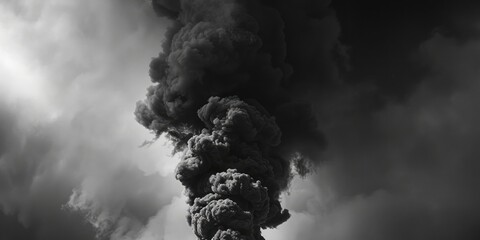 Sticker - A large plume of black smoke rises into the air, with a sense of drama and intensity