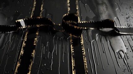 Poster - Grunge film strip on dripping black backdrop