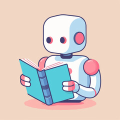 ai robot reading a book. vector illustration