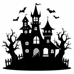 Wall Mural - halloween castle with moon