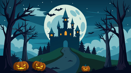 Wall Mural - halloween background with pumpkins