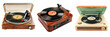 © OHMAl2T - set of a retro-style record player with a vinyl record spinnin on transparent background