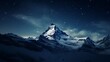 © Gomez - A snowy mountain peak under a clear starry night