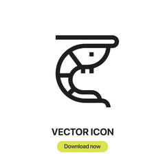Fototapete - Shrimp icon vector. Linear-style sign for mobile concept and web design. Shrimp symbol illustration. Pixel vector graphics - Vector.	