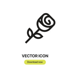 Leinwandbilder - Rose icon vector. Linear-style sign for mobile concept and web design. Rose symbol illustration. Pixel vector graphics - Vector.	